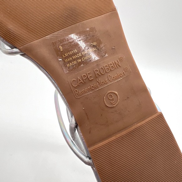 CAPE ROBBIN Shoes Womens 9 Silver Bibi Holographic Ankle Strap Flat Point Sandal - Picture 9 of 10